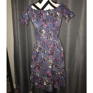 Navy off the shoulder dress